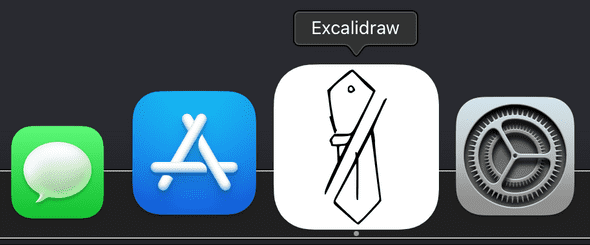 Excalidraw icon on the macOS Dock. Excalidraw icon on the macOS Dock.