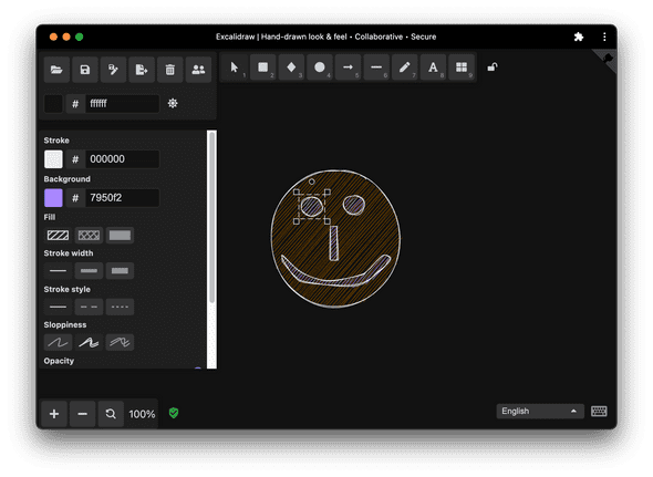 Excalidraw running in its own window. Excalidraw running in its own window.
